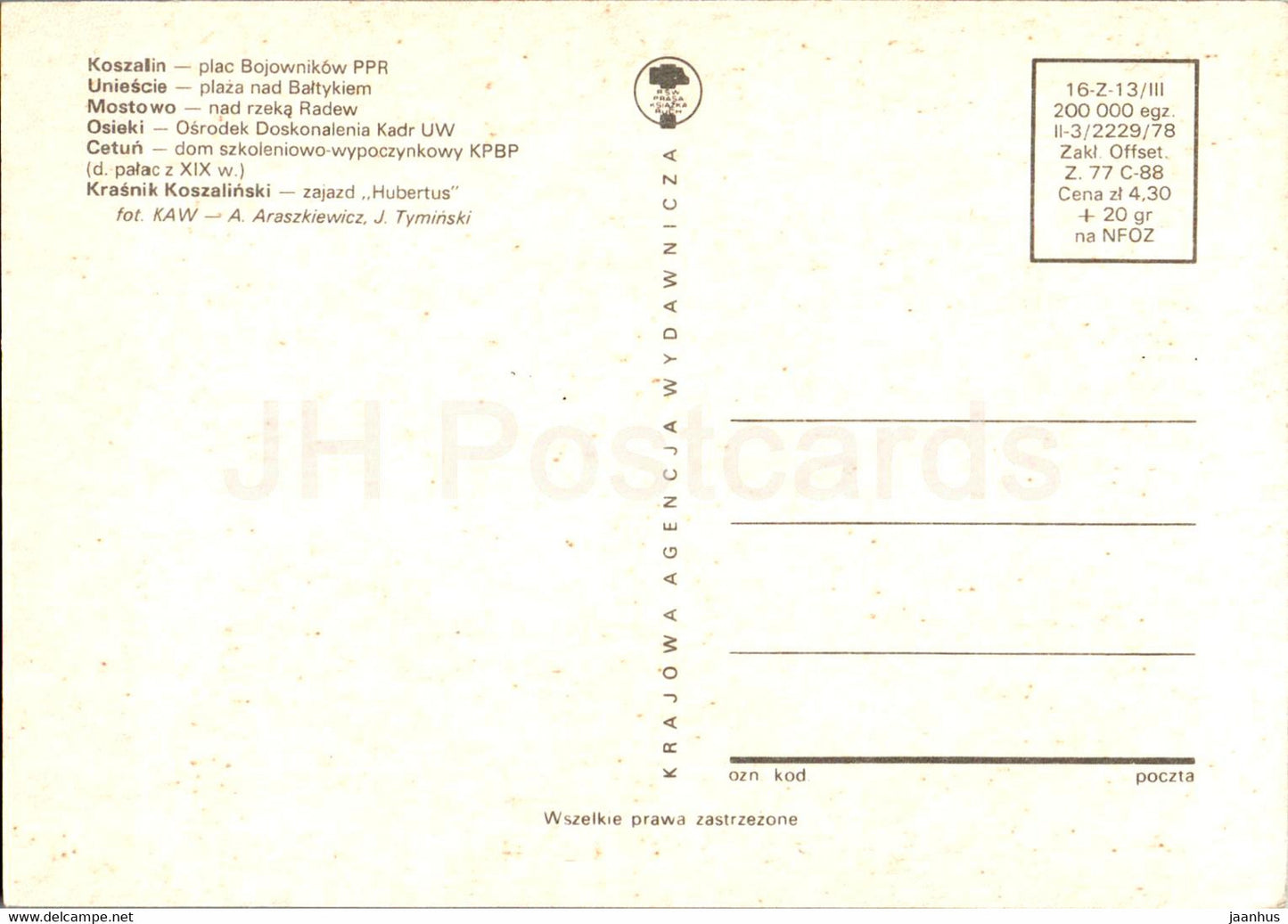 Koszalin i okolice – Uniescie – Mostowo – Osieki – Cetun – Krasnik Koszalinski – Multiview – Polen – unbenutzt