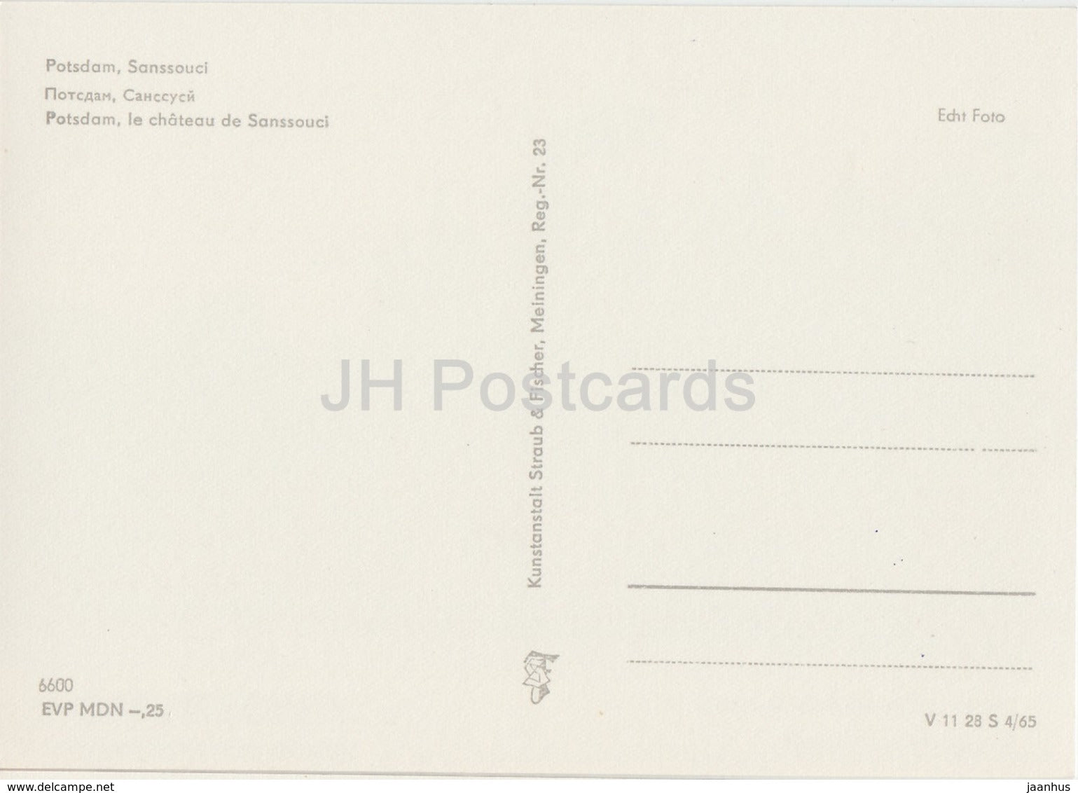 Potsdam - Sanssouci Palace - castle - REISEBÜRO - 1964 - DDR - Germany - unused - JH Postcards
