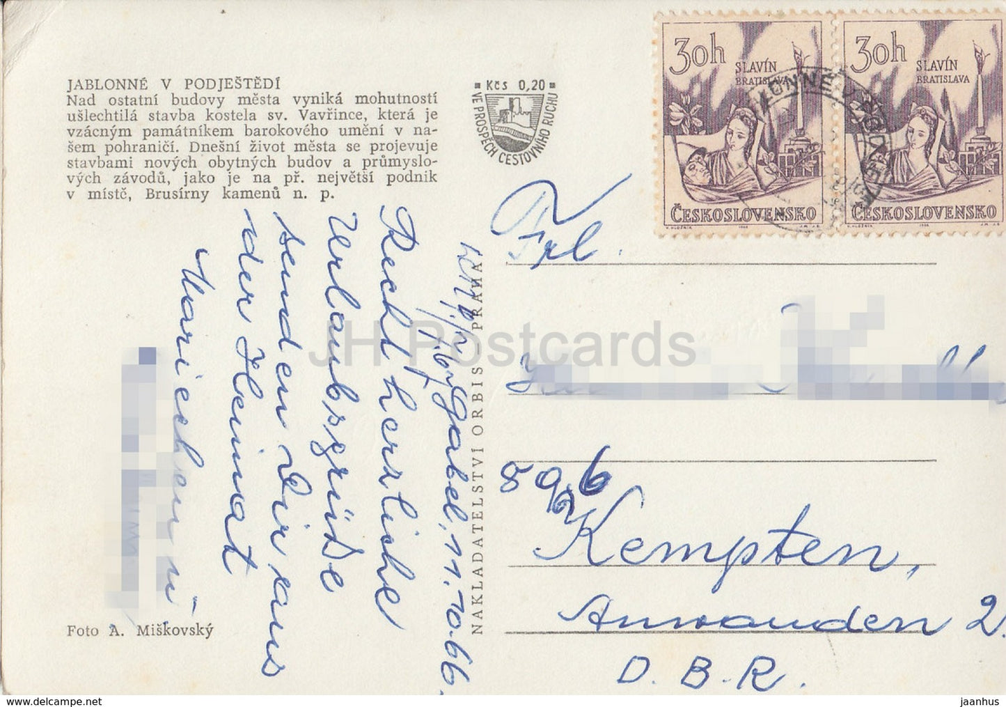 Jablonne v Podjestedi - St. Lawrence Church - view - Czechoslovakia - Czech Republic - 1960s - used