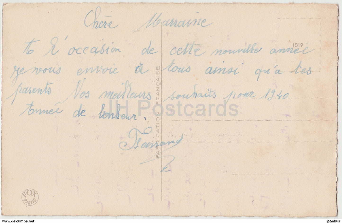 Blumen - rosa Rosen - Fox Paris - 1019 - Illustration - alte Postkarte - Frankreich - gebraucht