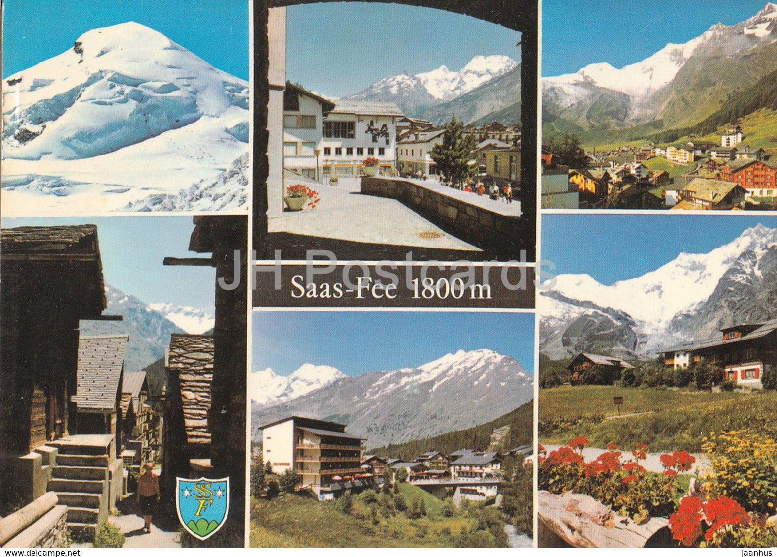 Saas Fee 1800 m im Wallis - multiview - 1282 - Switzerland - used - JH Postcards