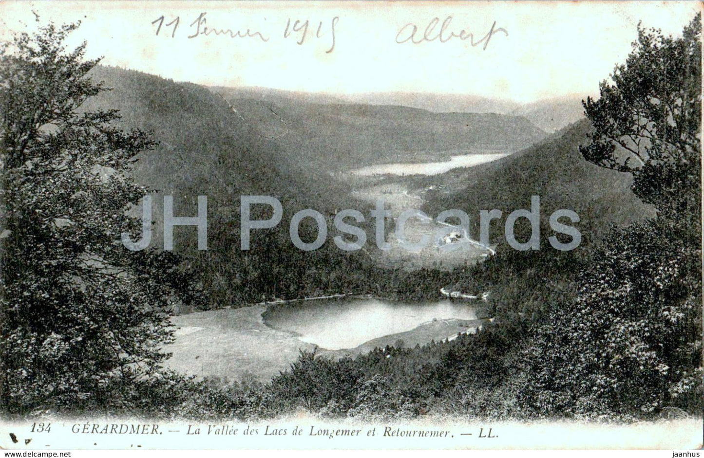 Gerardmer - La Vallee des Lacs de Longemer et Retournemer - lake - 134 - old postcard - 1919 - France - used - JH Postcards