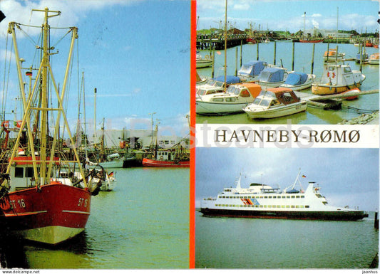 Havneby Romo - boat - ship - ROM 14 - 1988 - Denmark - used - JH Postcards