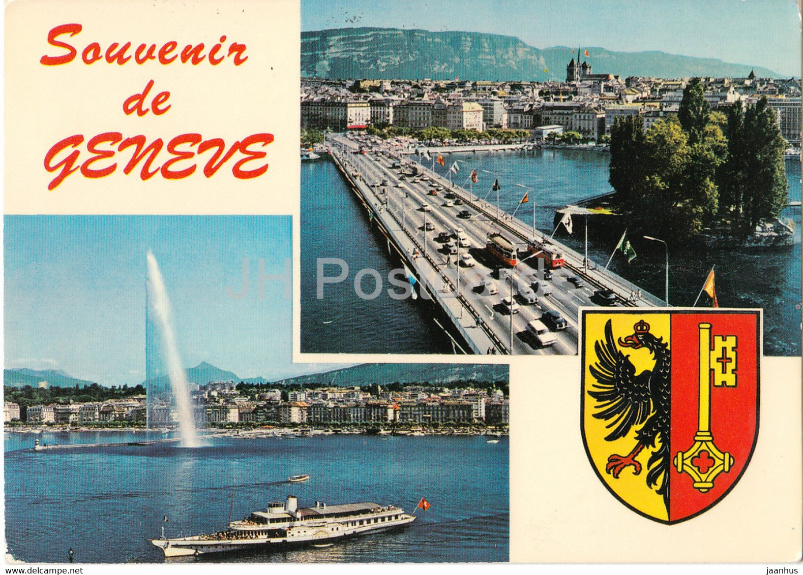 Souvenir de Geneve - Geneva - tram - ship - bridge - 1207 - 1976 - Switzerland - used - JH Postcards