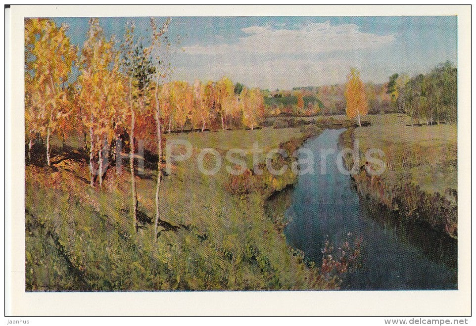 painting by I. Levitan - Golden Autumn , 1895 - river - Russian art - 1976 - Russia USSR - unused - JH Postcards