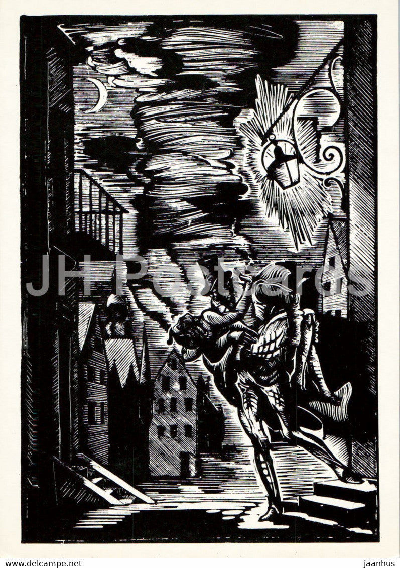Master Flea by E. Hoffmann - 2 - illustration by Kravchenko - 1988 - Russia USSR - unused - JH Postcards