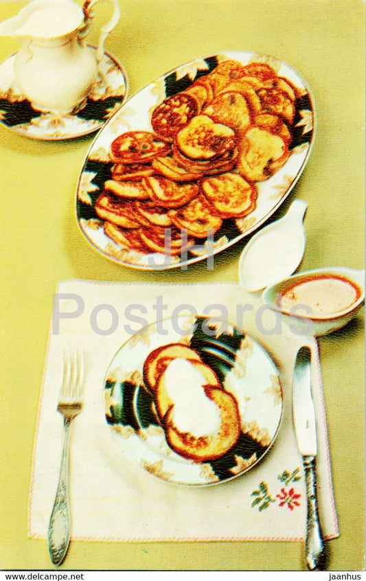 Pancakes - recipes - dishes - cooking - 1982 - Russia USSR - unused - JH Postcards