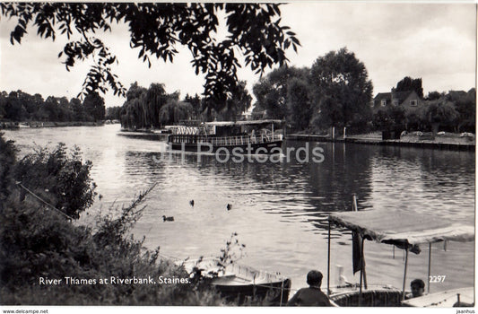 Staines - River Thames at Riverbank - boat - 2297- 1961 - United Kingdom - England - used - JH Postcards