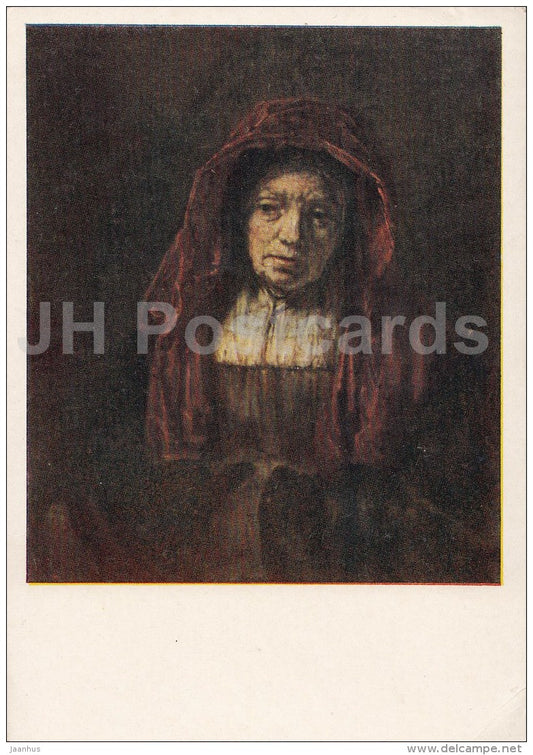 painting by Rembrandt - Old Woman , 1654 - Dutch art - 1957 - Russia USSR - unused - JH Postcards