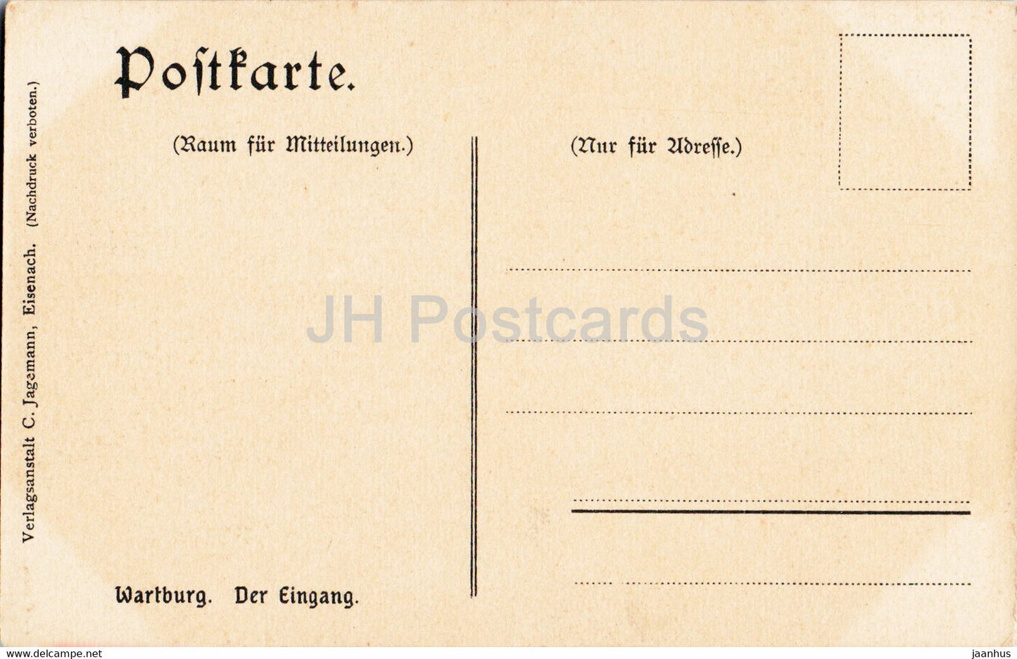 Wartburg - Der Eingang - château - carte postale ancienne - Allemagne - inutilisée
