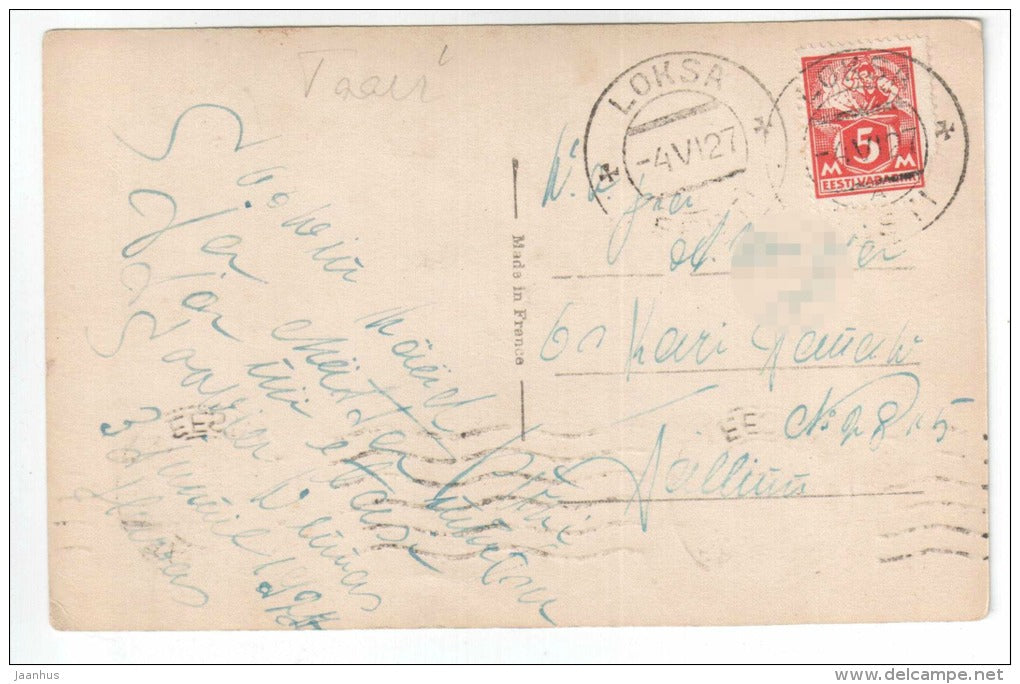 birthday greeting card - flowers - roses - SAPI Paris 2144 - old postcard - circulated in Estonia 1927 , Loksa - used - JH Postcards