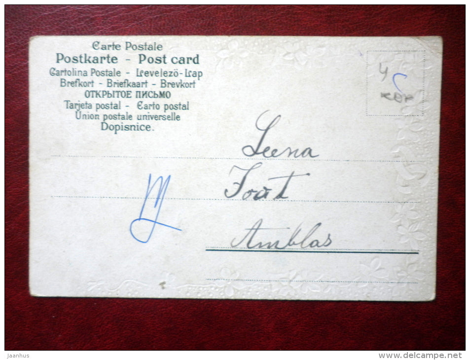 Greeting Card - sunset - man - serie 220 - circulated in Tsarist Russia , Estonia in 1907 - used - JH Postcards