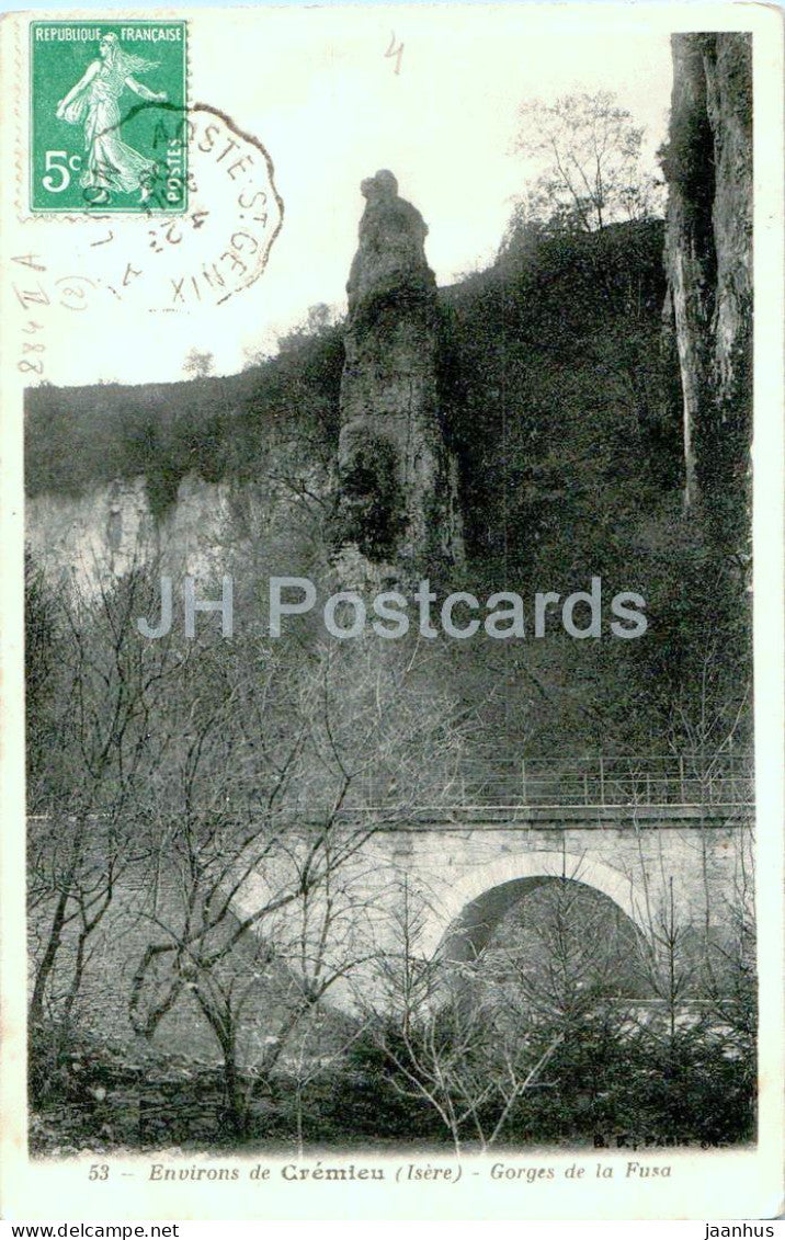 Environs de Cremieu - Gorges de la Fusa - 53 - old postcard - 1909 - France - used - JH Postcards