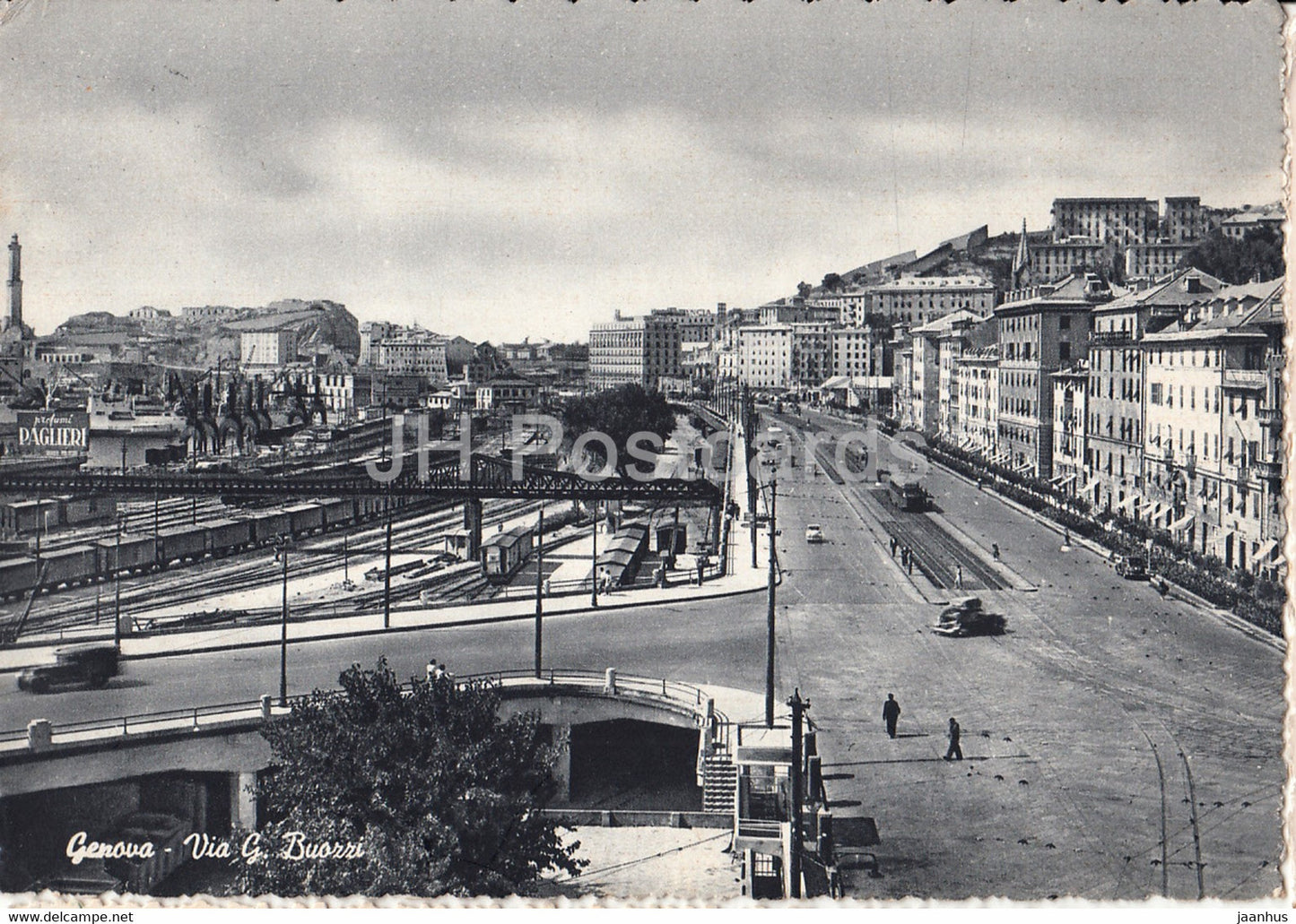 Genova - Genoa - Via G Buozzi - Buozzi street - old postcard - 1953 - Italy - used - JH Postcards