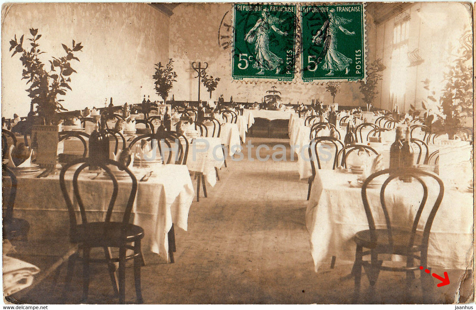 Landivisiau - hotel - interior - old postcard - 1914 - France - used - JH Postcards