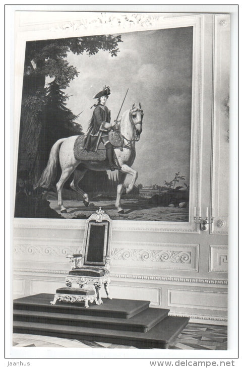 Grand Palace - Throne Room - portrait of Catherine II - Petrodvorets - 1977 - Russia USSR - unused - JH Postcards