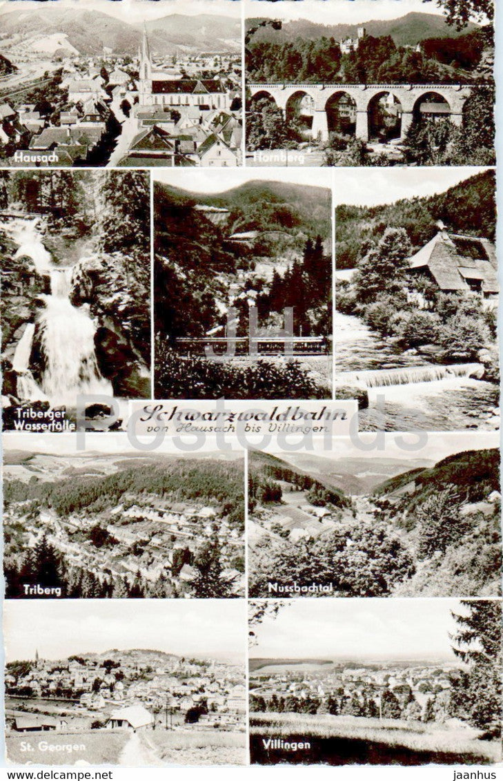 Schwarzwaldbahn von Hausach bis Villingen - Triberg - Hornberg - old postcard - 1956 - Germany - used - JH Postcards
