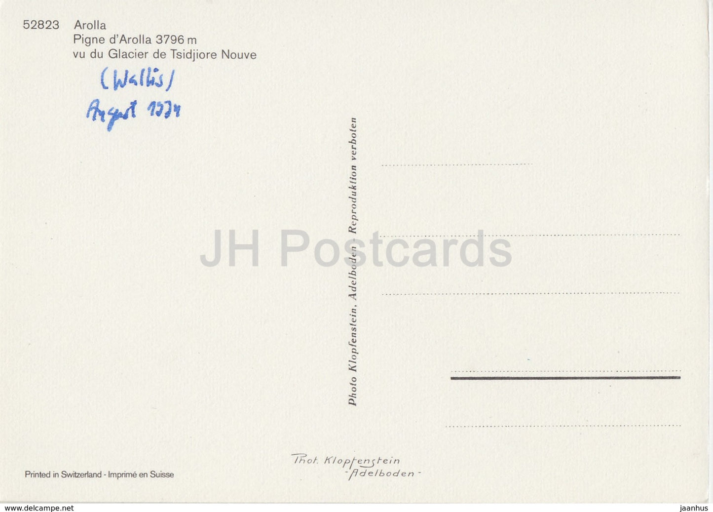 Arolla - Pigne d'Arolla 3796 m - vu du Glacier de Tsidjiore Nouve - 52823 - 1974 - Switzerland - used