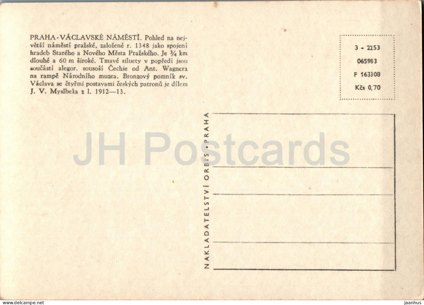 Praha - Prague - Vaclavske Namesti - Wenceslas Square - tram - 065983 - Czech Republic - Czechoslovakia - unused