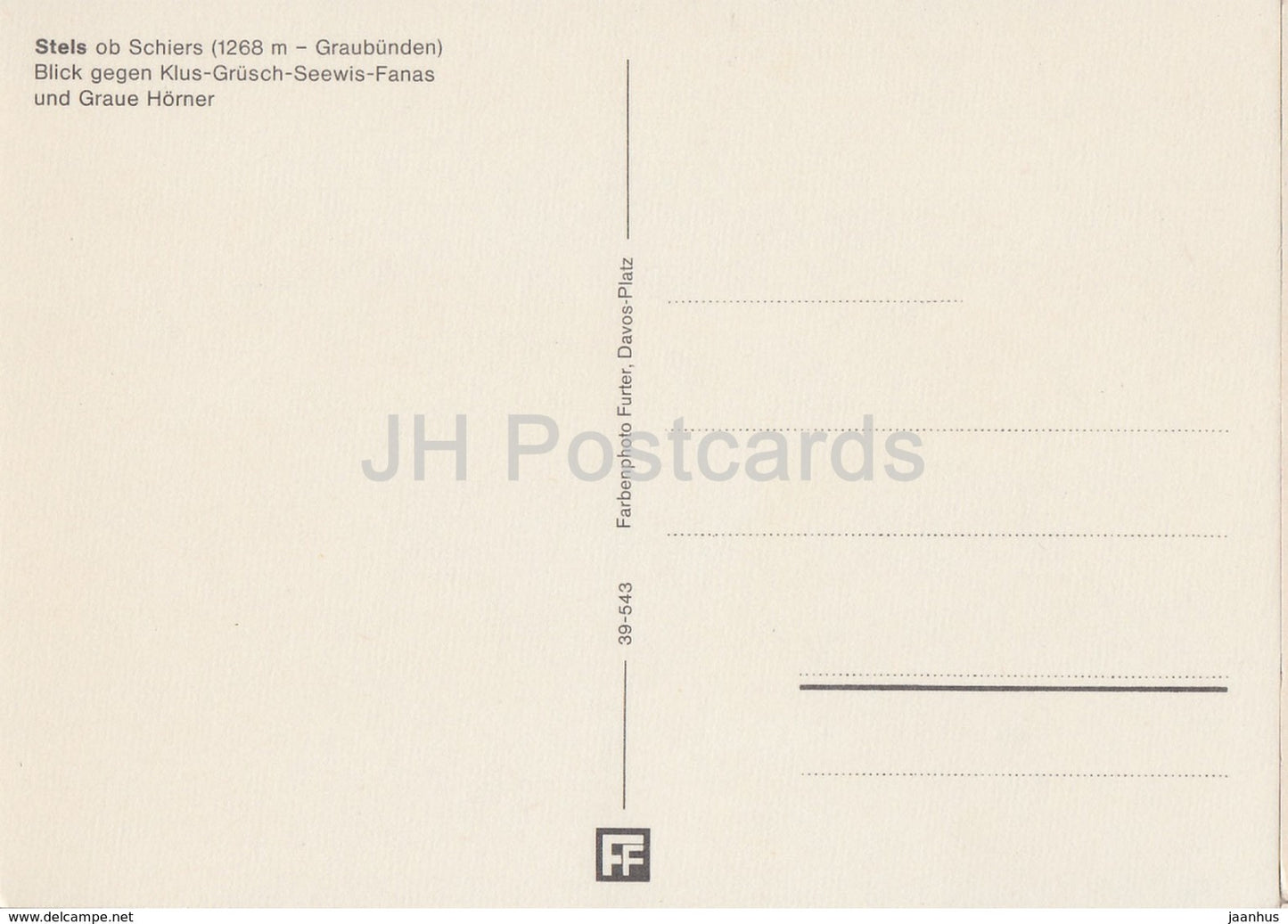 Stels ob Schiers 1268 m - Klus - Grusch - Seewis - Fanas - Graue Horner - Switzerland - unused