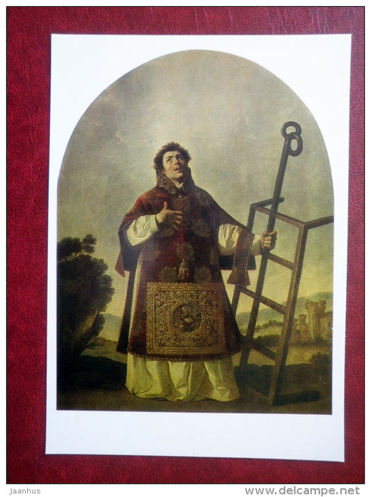 painting by Francisco de Zurbaran , St. Laurence , 1636 - spanish art - unused - JH Postcards