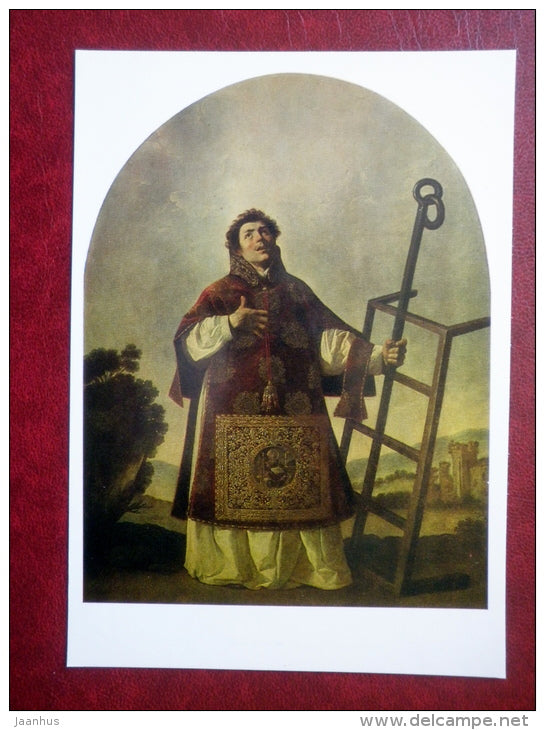 painting by Francisco de Zurbaran , St. Laurence , 1636 - spanish art - unused - JH Postcards