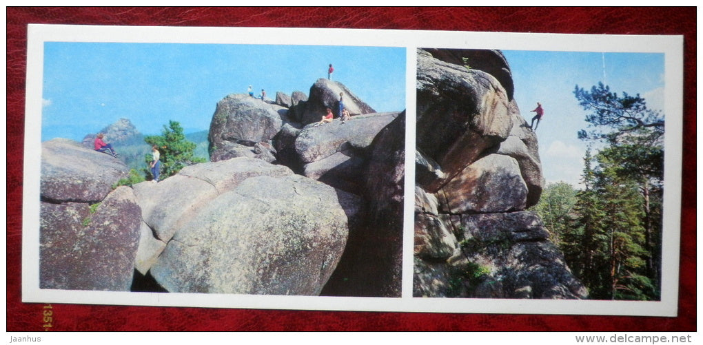 climbers - rock - Stolby National Nature Reserve - Siberia - 1978 - Russia USSR - unused - JH Postcards