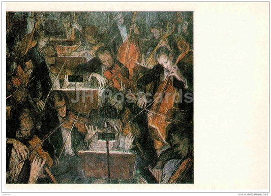 painting by L. Muuga - Orchestra , 1962 - estonian art - Estonia USSR - 1984 - unused - JH Postcards