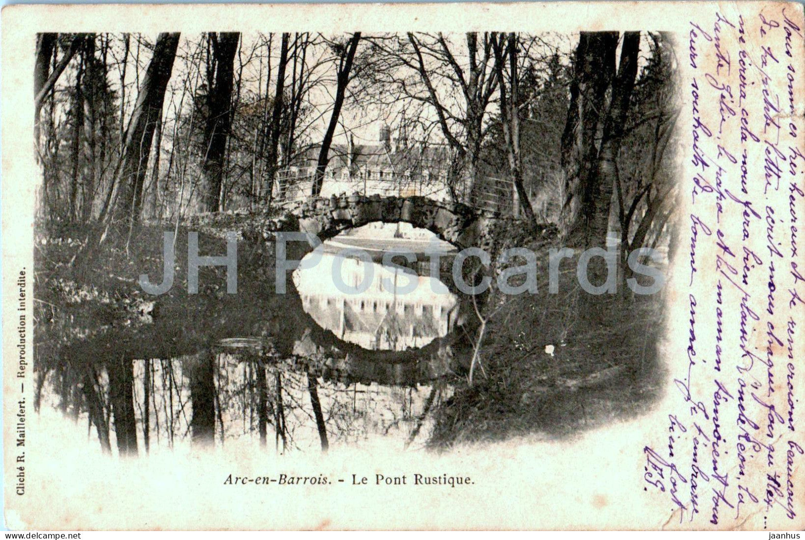 Arc en Barrois - Le Pont Rustique - old postcard - 1904 - France - used - JH Postcards