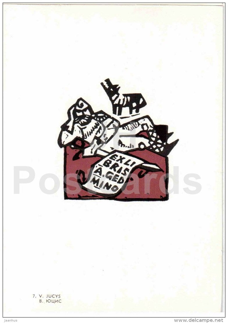 V. Jucys - A. Gedmino - Ex Libris - 1969 - Lithuania USSR - unused - JH Postcards