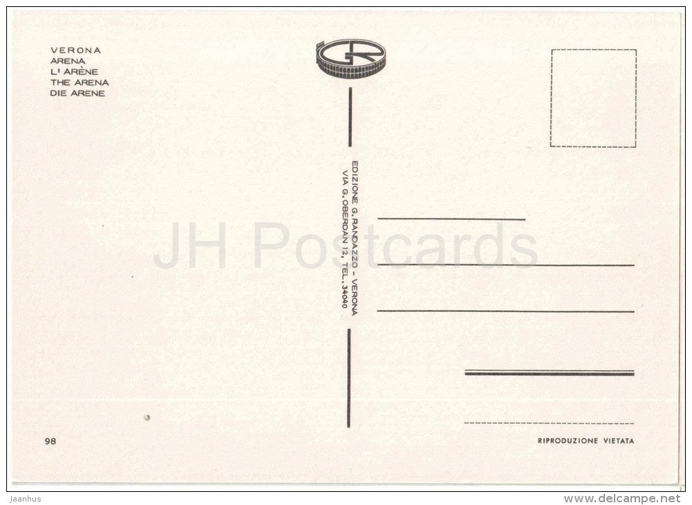 Arena - Verona - Veneto - 98 - Italia - Italy - unused - JH Postcards