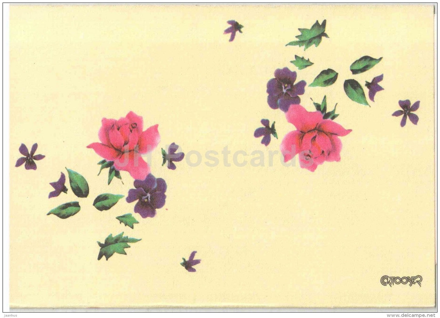 Birthday greeting card - flowers in the basket - Estonia - used in 1993 - JH Postcards