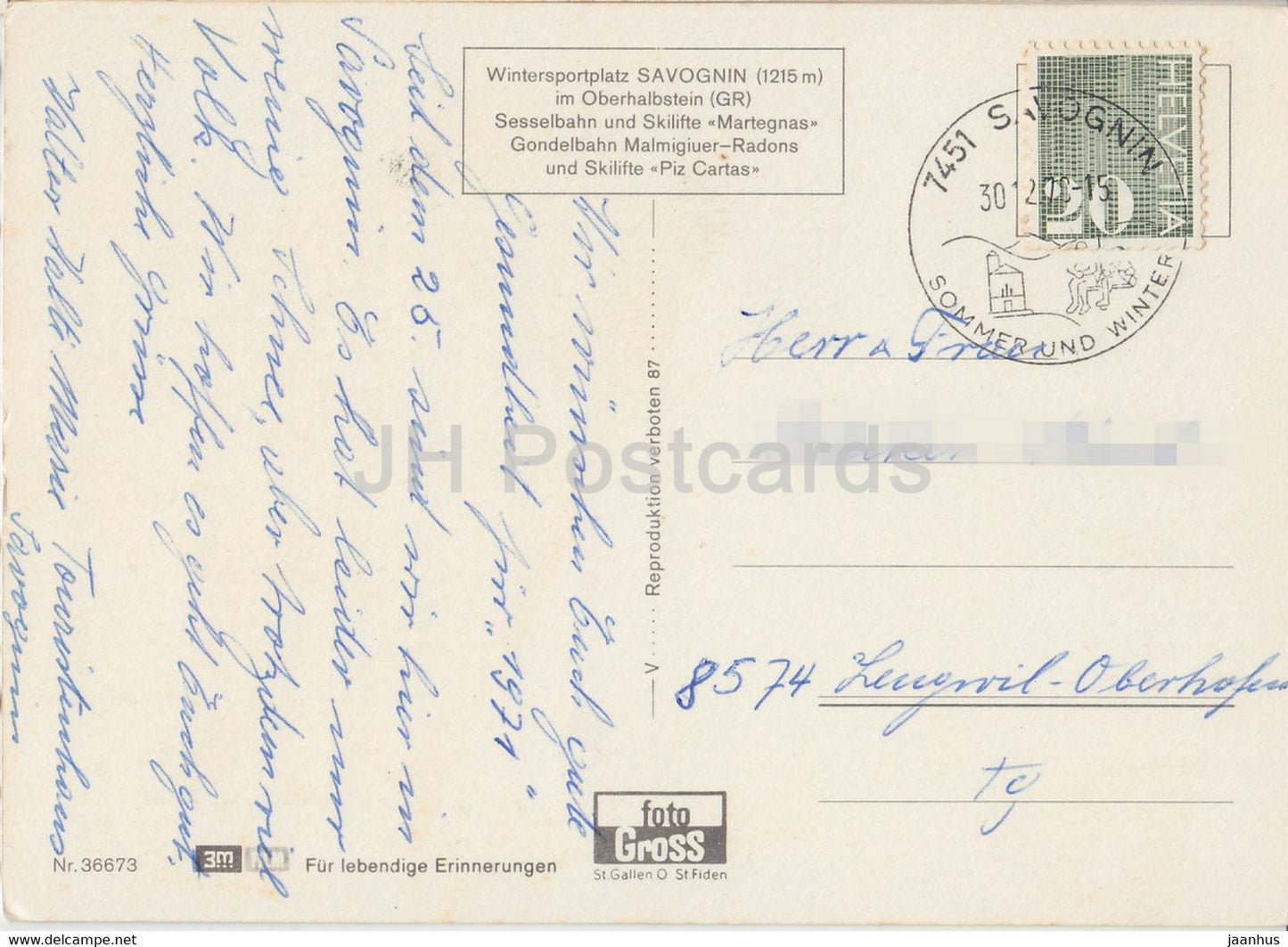 Traumpiste mit Skilift Piz Cartas - 36673 - 1970 - Suisse - occasion