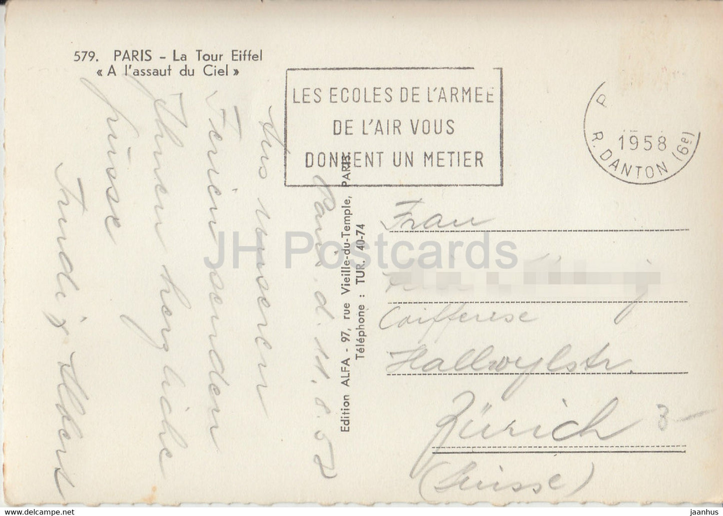 Paris - La Tour Eiffel - A l'assaut du Ciel - carte postale ancienne - 1958 - France - occasion