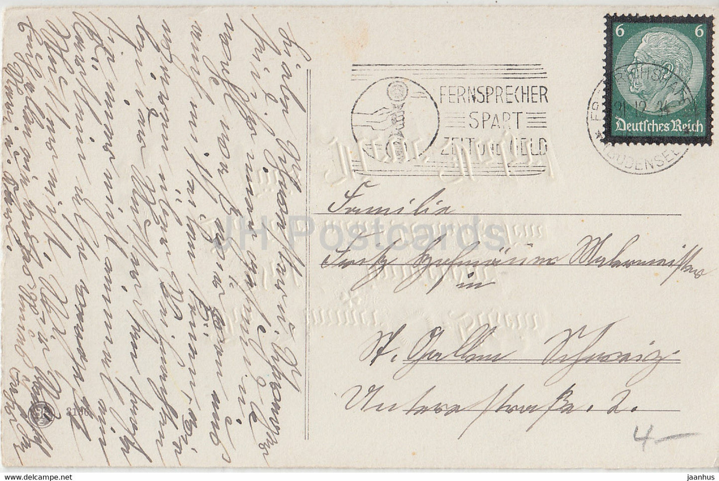 New Year Greeting Card - Das sollen meine Wunsche sein fur's Neue Jahr - BR 3136 - old postcard - 1934 - Germany - used