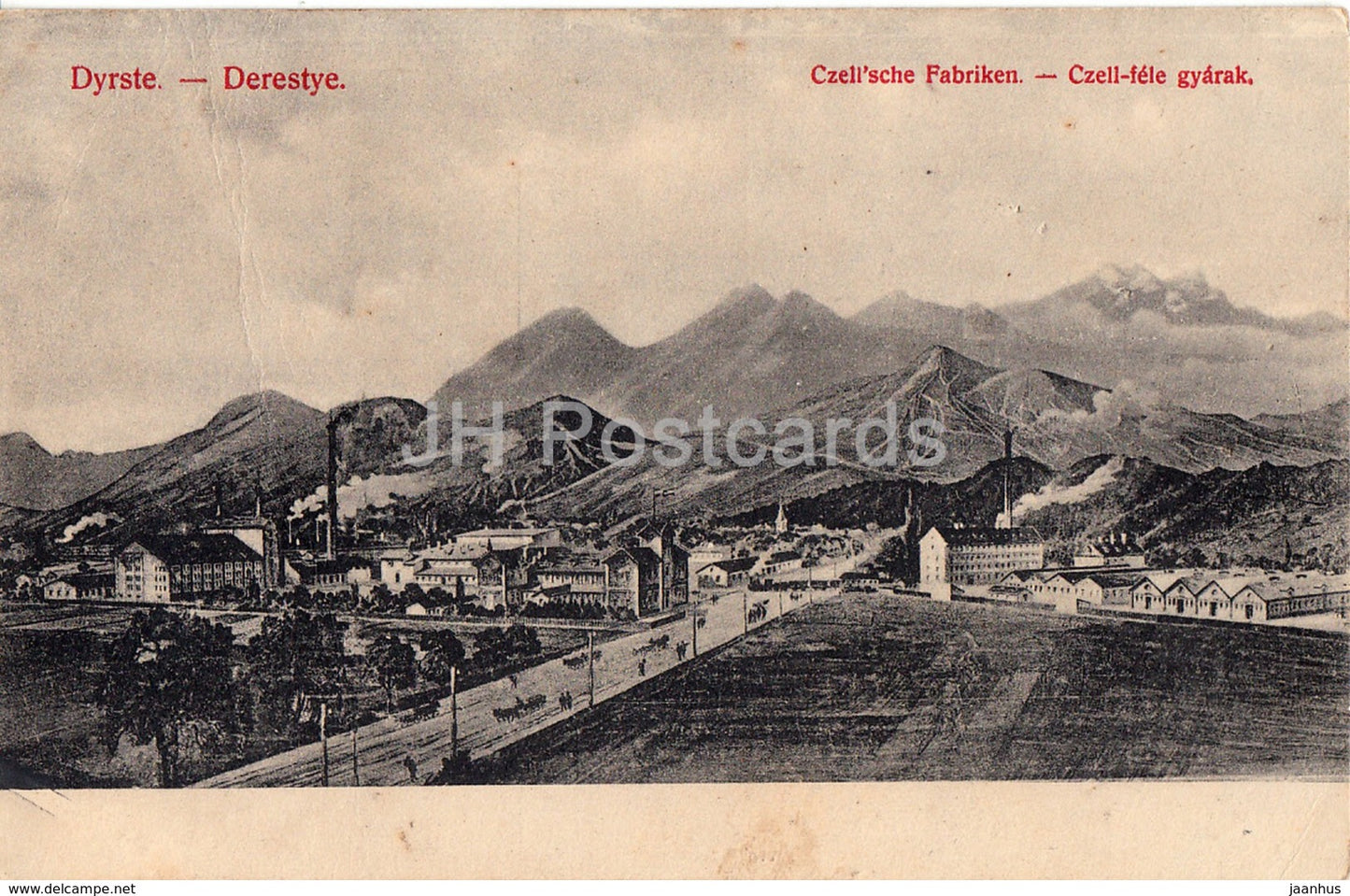 Dyrste - Derestye - Darste - Czellsche Fabriken - Czell-fele gyarak - old postcard - Hungary - unused - JH Postcards