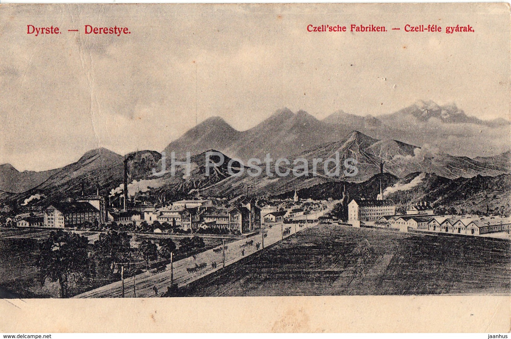 Dyrste - Derestye - Darste - Czellsche Fabriken - Czell-fele gyarak - old postcard - Hungary - unused - JH Postcards