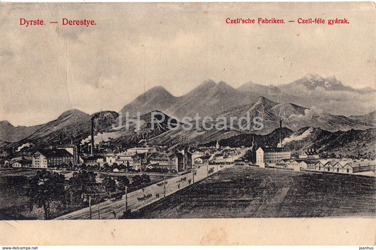 Dyrste - Derestye - Darste - Czellsche Fabriken - Czell-fele gyarak - old postcard - Hungary - unused - JH Postcards