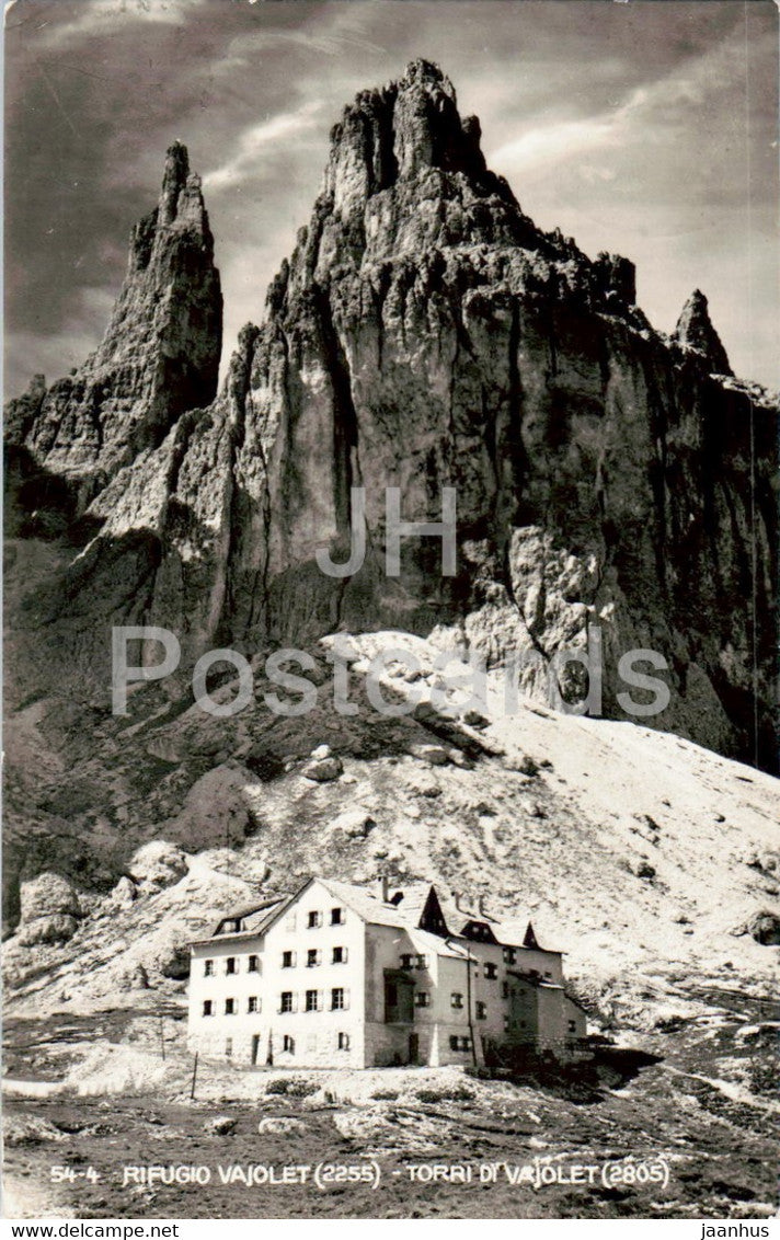 Rifugio Vajolet 2255 - Torri di Vajolet 2805 - 54-4 - old postcard - Italy - used - JH Postcards