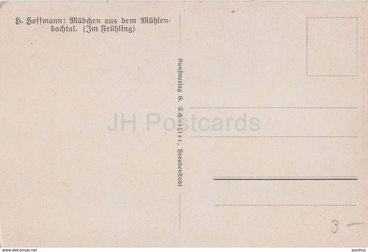 Mädchen aus dem Mühlenbachtal - Trachten - Huhn - Hund - Illustration von H. Hoffmann - alte Postkarte - unbenutzt