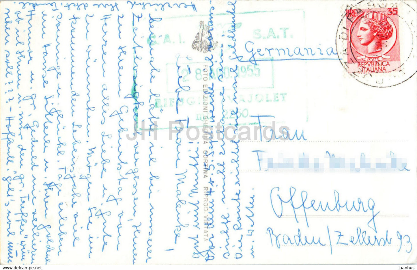 Rifugio Vajolet 2255 - Torri di Vajolet 2805 - 54-4 - alte Postkarte - Italien - gebraucht