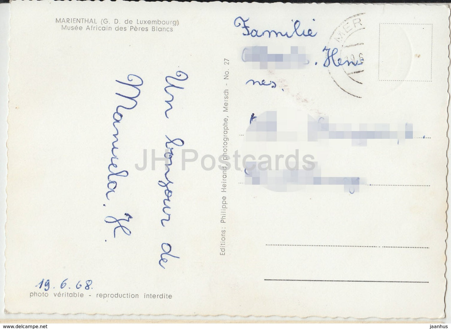 Marienthal - Musée Africain des Pères Blancs - Musée Africain des Pères Blancs - animaux - lion - 1968 Luxembourg - occasion