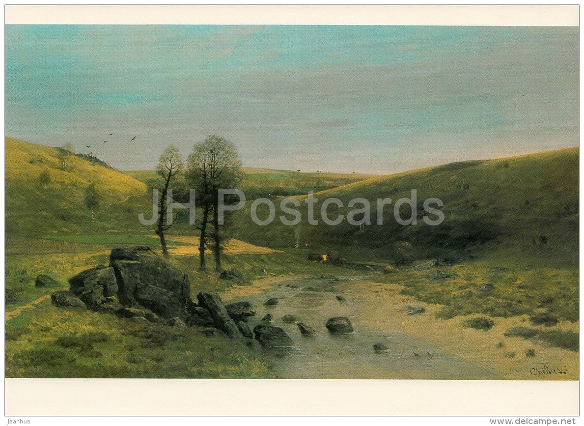 painting by Antonin Chittussi - The Doubravka Valley , 1886 - Czech art - large format card - Czech - unused - JH Postcards
