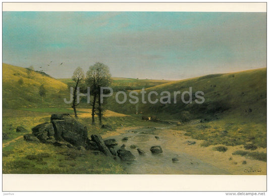 painting by Antonin Chittussi - The Doubravka Valley , 1886 - Czech art - large format card - Czech - unused - JH Postcards