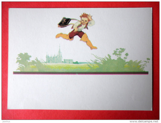 illustration by B. Dehterev - Tom in Seven-League Boots - Little Tom Thumb by C. Perrault - 1979 - Russia USSR - unused - JH Postcards
