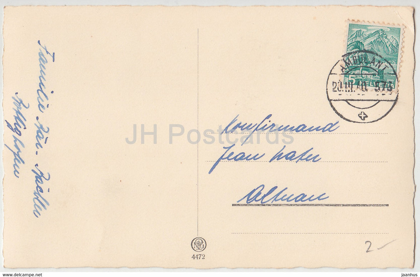 Mein hochster Gott ist meine Pflicht - flowers - narcissus - NPG 4472 - old postcard - 1940 - used