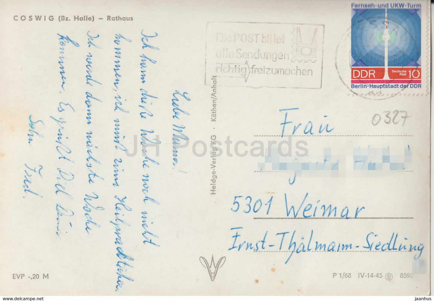 Coswig - Rathaus - Germany DDR - used