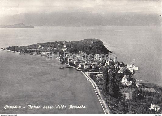 Sirmione - Veduta aerea della Penisola - Aerial view of the Peninsula - old postcard - 1958 - Italy - used - JH Postcards