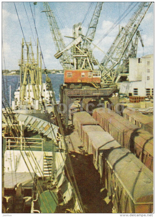 Harbour - ship - crane - Riga - Latvia USSR - unused - JH Postcards