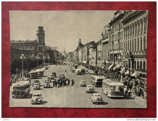 Leningrad - St. Petersburg - Nevsky Prospect - bus - car - 1959 - Russia - USSR - unused - JH Postcards
